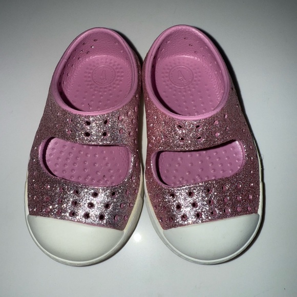 Native Pink and White Baby Walker Shoes with Durable Strap - Picture 1 of 2